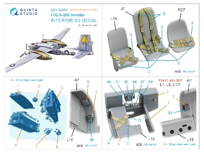 Douglas A-26 C Invader - 3d-printed & Coloured Interior On Decal Paper With 3d-printed Resin Parts (For Hobby Boss Kits) - zdję
