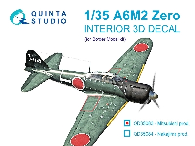 A6m2 Zero (Mitsubishi Prod.) - 3d-printed & Coloured Interior On Decal Paper (For Border Model Kits) - zdjęcie 1