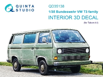 Bundeswehr Vw T3 Family - 3d-printed & Coloured Interior On Decal Paper (For Takom Kits) - zdjęcie 1