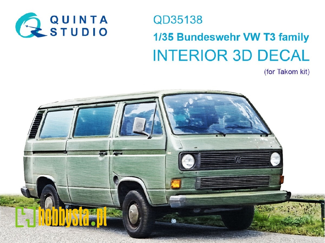Bundeswehr Vw T3 Family - 3d-printed & Coloured Interior On Decal Paper (For Takom Kits) - zdjęcie 1 Bundeswehr Vw T3 Family - 3d-printed & Coloured Interior On Decal Paper (For Takom Kits) - zdjęcie 1