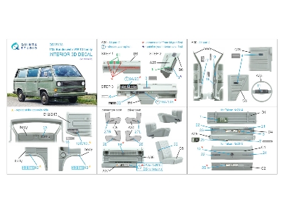 Bundeswehr Vw T3 Family - 3d-printed & Coloured Interior On Decal Paper (For Takom Kits) - zdjęcie 2