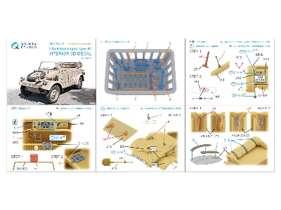 Kubelwagen Type 82 - 3d-printed & Coloured Interior On Decal Paper With 3d-printed Resin Parts (For Hero Kits) - zdjęcie 2