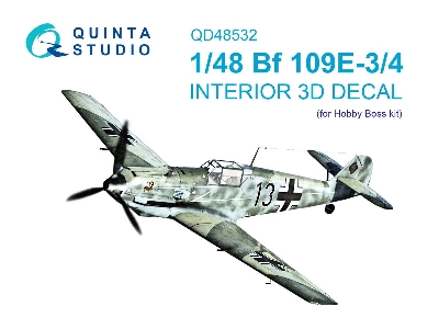 Messerschmitt Bf-109 E-3/E-4 - 3d-printed & Coloured Interior On Decal Paper (For Hobby Bosskits) - zdjęcie 1