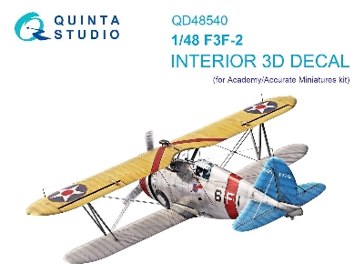 Grumman F3f-2 - 3d-printed & Coloured Interior On Decal Paper (For Academy / Accurate Miniatures Kits) - zdjęcie 1