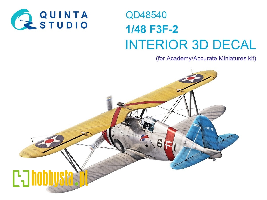 Grumman F3f-2 - 3d-printed & Coloured Interior On Decal Paper (For Academy / Accurate Miniatures Kits) - zdjęcie 1 Grumman F3f-2 - 3d-printed & Coloured Interior On Decal Paper (For Academy / Accurate Miniatures Kits) - zdjęcie 1