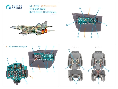 Mig-25 Bm - 3d-printed & Coloured Interior On Decal Paper With 3d-printed Resin Parts (For Icm Kits) - zdjęcie 2
