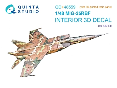 Mig-25 Rbf - 3d-printed & Coloured Interior On Decal Paper With 3d-printed Resin Parts (For Icm Kits) - zdjęcie 1