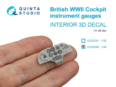 British Wwii Cockpit Instrument Gauges - 3d-printed & Coloured Interior On Decal Paper (For All Kits) - zdjęcie 1