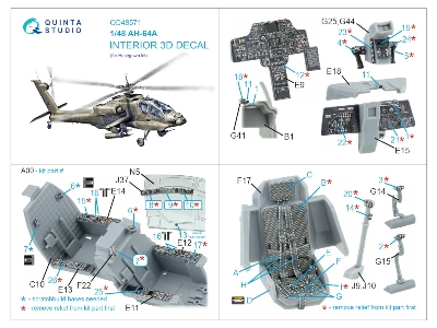 Ah-64 A Apache - 3d-printed & Coloured Interior On Decal Paper (For Hasegawa Kits) - zdjęcie 2