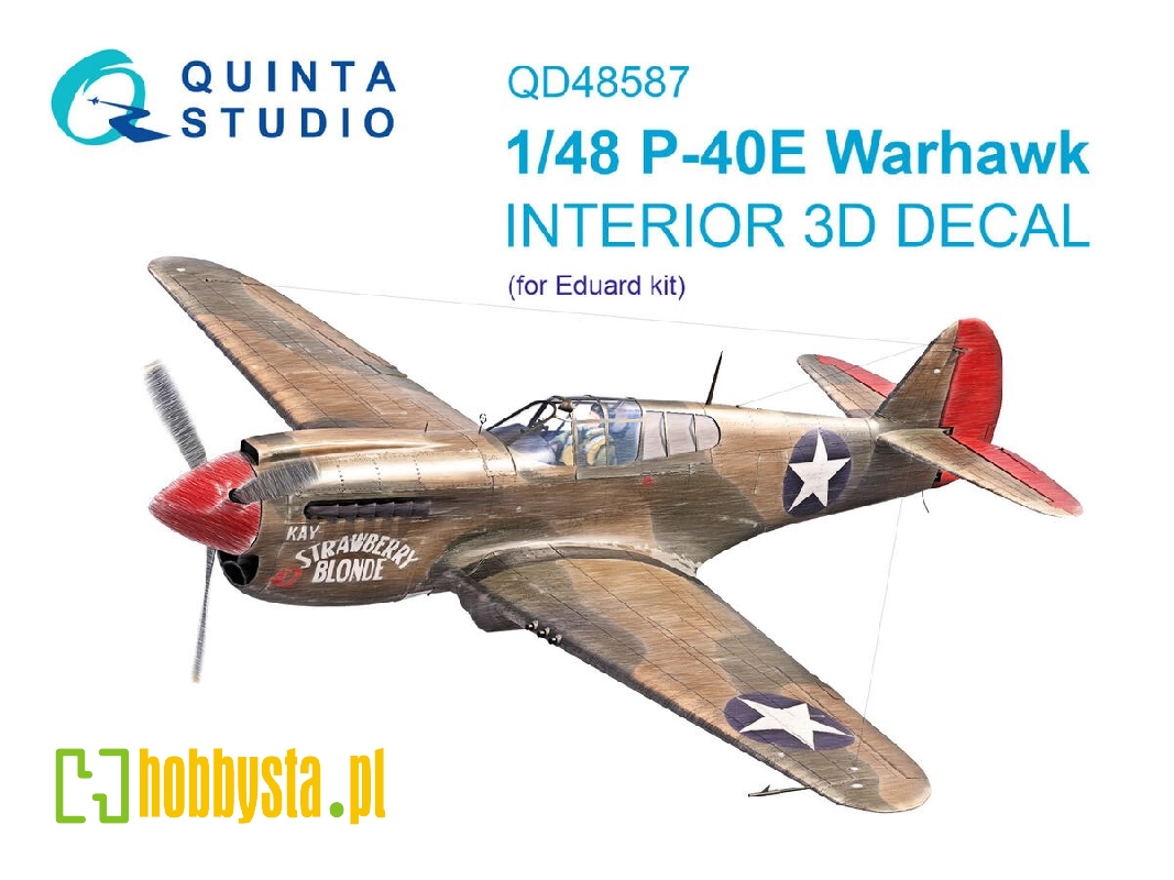 Curtiss P-40 E Warhawk - 3d-printed & Coloured Interior On Decal Paper (For Eduard Kits) - zdjęcie 1 Curtiss P-40 E Warhawk - 3d-printed & Coloured Interior On Decal Paper (For Eduard Kits) - zdjęcie 1