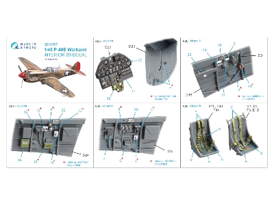 Curtiss P-40 E Warhawk - 3d-printed & Coloured Interior On Decal Paper (For Eduard Kits) - zdjęcie 2