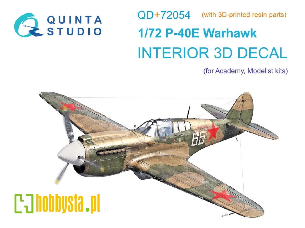 Curtiss P-40 E Warhawk - 3d-printed & Coloured Interior On Decal Paper With 3d-printed Resin Parts (For Academy/Modelist Kits) Curtiss P-40 E Warhawk - 3d-printed & Coloured Interior On Decal Paper With 3d-printed Resin Parts (For Academy/Modelist Kits)