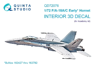 F/A-18 A/C Early - 3d-printed & Coloured Interior On Decal Paper (For Academy Kits) - zdjęcie 1