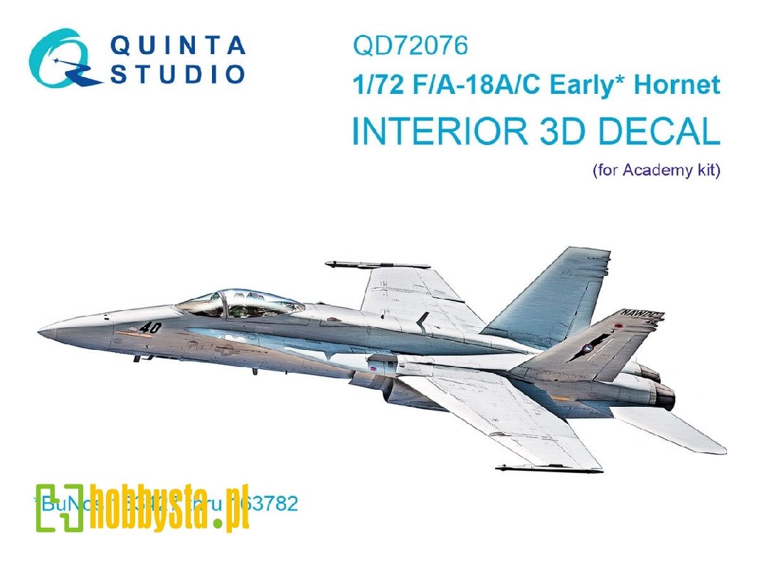 F/A-18 A/C Early - 3d-printed & Coloured Interior On Decal Paper (For Academy Kits) - zdjęcie 1 F/A-18 A/C Early - 3d-printed & Coloured Interior On Decal Paper (For Academy Kits) - zdjęcie 1
