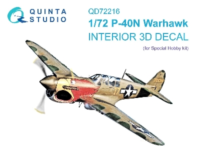 Curtiss P-40 N Warhawk - 3d-printed & Coloured Interior On Decal Paper (For Special Hobby Kits) - zdjęcie 1