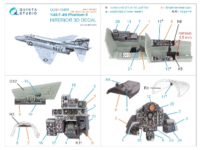 F-4 N Phantom Ii - 3d-printed & Coloured Interior With 3d-printed Resin Parts (For Academy Kits / Small Version) - zdjęcie 2