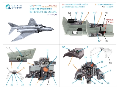 F-4 S Phantom Ii  - 3d-printed & Coloured Interior With 3d-printed Resin Parts (For Academy Kits / Small Version) - zdjęcie 2