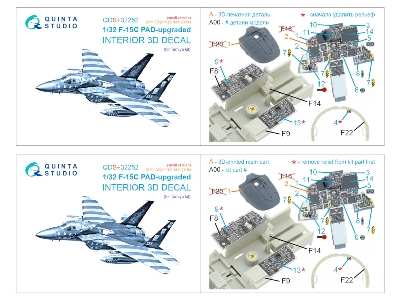 Mcdonnell Douglas F-15 C Pad-upgraded - 3d-printed & Coloured Interior On Decal Paper With 3d-printed Resin Parts (For Tamiya Ki