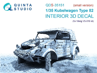Kubelwagen Type 82 - 3d-printed & Coloured Interior On Decal Paper (For Meng Vs-016 Kit / Small Version) - zdjęcie 1