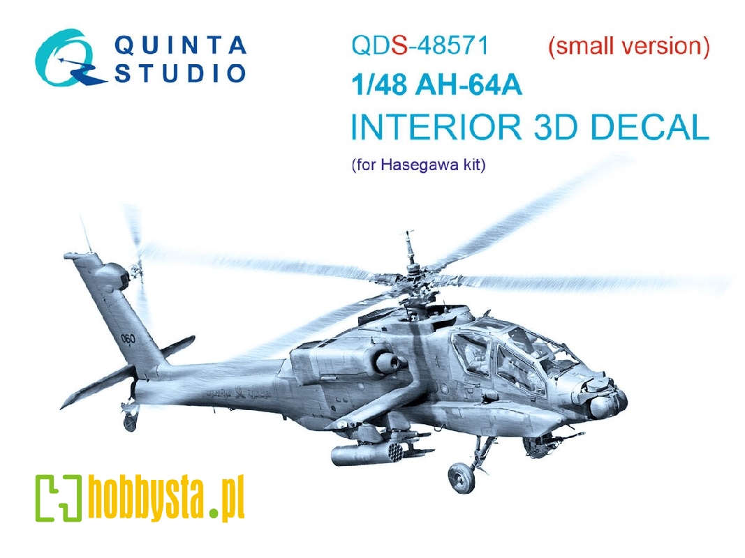 Ah-64 A Apache - 3d-printed & Coloured Interior On Decal Paper (For Hasegawa Kits / Small Version) - zdjęcie 1 Ah-64 A Apache - 3d-printed & Coloured Interior On Decal Paper (For Hasegawa Kits / Small Version) - zdjęcie 1