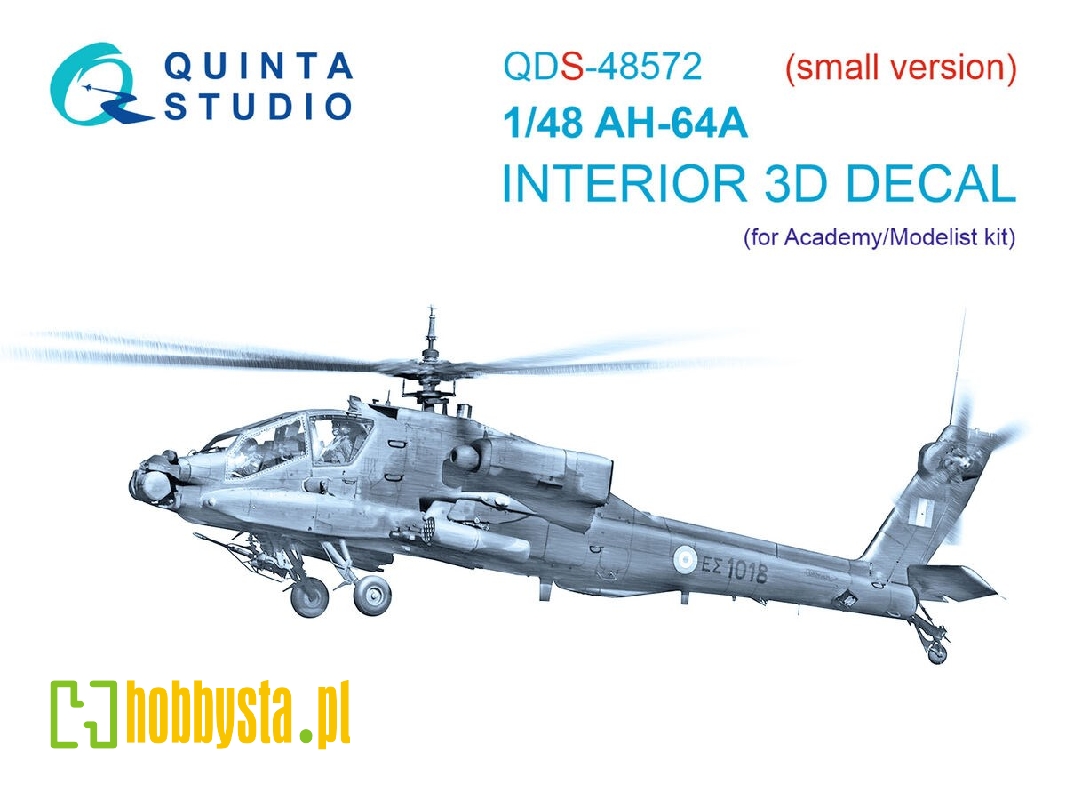 Ah-64 A Apache - 3d-printed & Coloured Interior On Decal Paper (For Academy And Modelist Kits / Small Version) - zdjęcie 1 Ah-64 A Apache - 3d-printed & Coloured Interior On Decal Paper (For Academy And Modelist Kits / Small Version) - zdjęcie 1