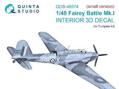 Fairey Battle Mk.I - 3d-printed & Coloured Interior On Decal Paper (For Trumpeter Kits / Small Version) - zdjęcie 1