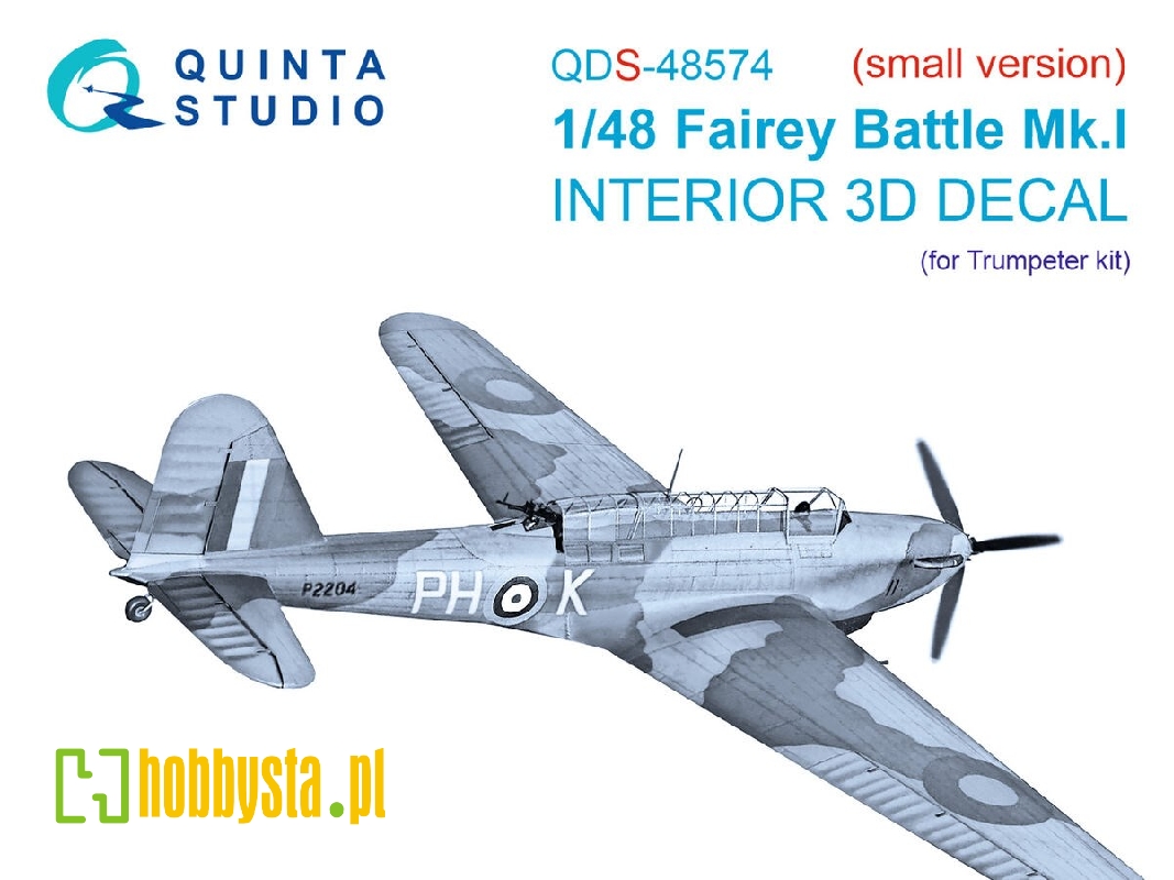 Fairey Battle Mk.I - 3d-printed & Coloured Interior On Decal Paper (For Trumpeter Kits / Small Version) - zdjęcie 1 Fairey Battle Mk.I - 3d-printed & Coloured Interior On Decal Paper (For Trumpeter Kits / Small Version) - zdjęcie 1