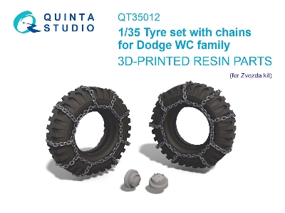 Dodge Wc Family - 3-d Printed Tyre Set With Chains (For Zvezda Kits) - zdjęcie 1