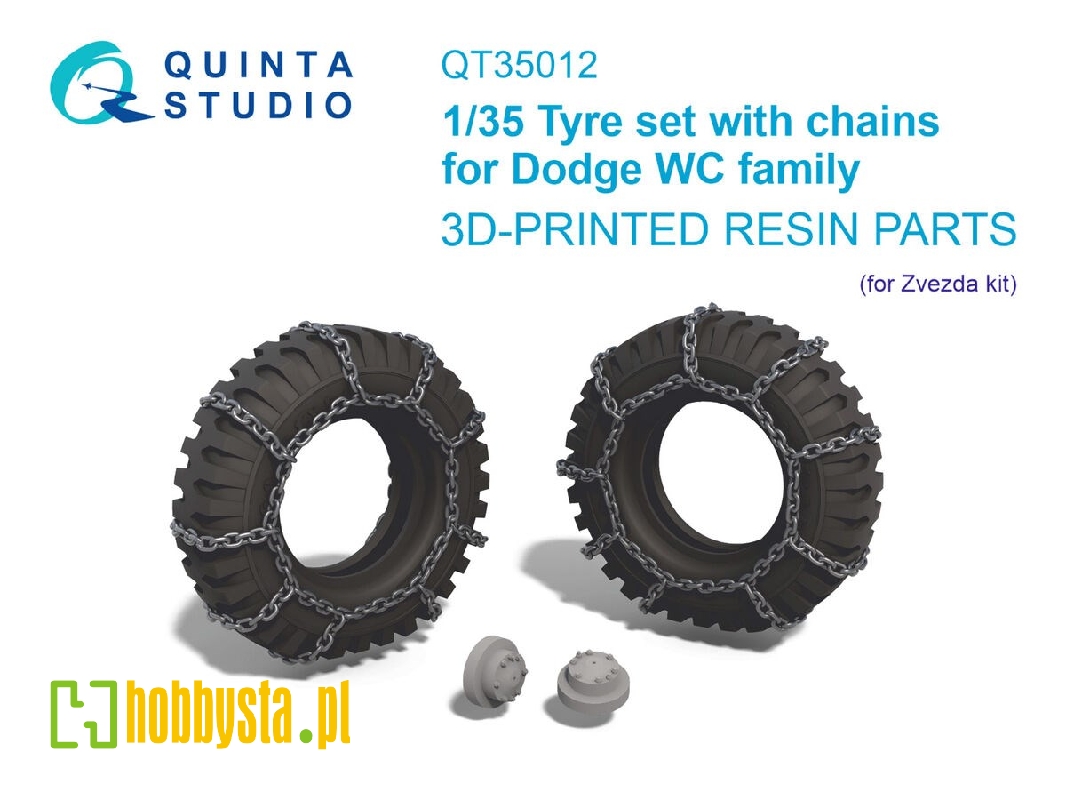 Dodge Wc Family - 3-d Printed Tyre Set With Chains (For Zvezda Kits) - zdjęcie 1 Dodge Wc Family - 3-d Printed Tyre Set With Chains (For Zvezda Kits) - zdjęcie 1