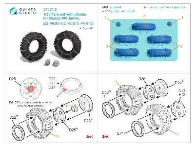 Dodge Wc Family - 3-d Printed Tyre Set With Chains (For Zvezda Kits) - zdjęcie 9