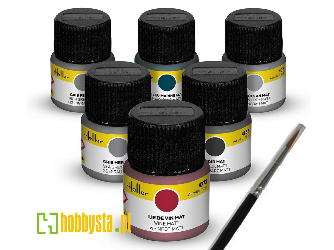 Navy - Acrylic Colour Set 6x12ml And Brush - zdjęcie 1 Navy - Acrylic Colour Set 6x12ml And Brush - zdjęcie 1