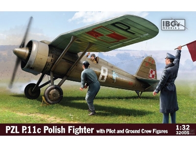 Pzl P.11c Polish Fighter With Pilot And Ground Crew Figures - zdjęcie 1