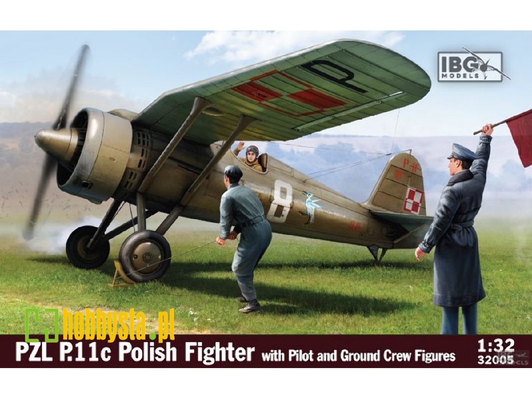 Pzl P.11c Polish Fighter With Pilot And Ground Crew Figures - zdjęcie 1