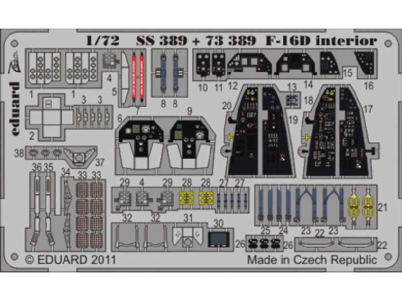 F-16D interior S. A. 1/72 - Kinetic - blaszki - zdjęcie 1 F-16D interior S. A. 1/72 - Kinetic - blaszki - zdjęcie 1