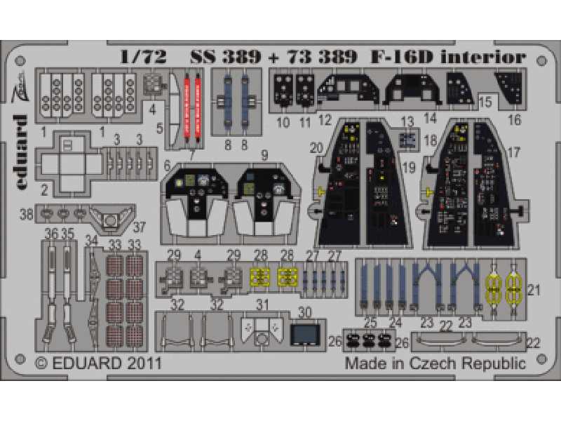  F-16D interior S. A. 1/72 - Kinetic - blaszki - zdjęcie 1