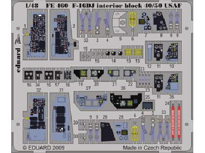  F-16DJ interior block 40/50 USAF S. A. 1/48 - Kinetic - blaszki - zdjęcie 1