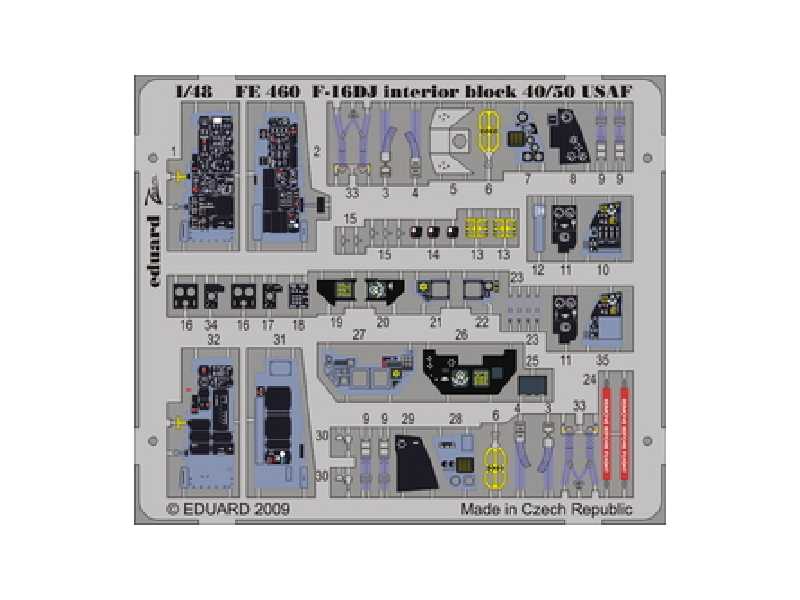  F-16DJ interior block 40/50 USAF S. A. 1/48 - Kinetic - blaszki - zdjęcie 1
