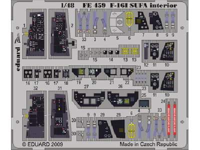  F-16I SUFA interior S. A. 1/48 - Kinetic - blaszki - zdjęcie 1