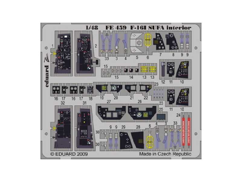  F-16I SUFA interior S. A. 1/48 - Kinetic - blaszki - zdjęcie 1