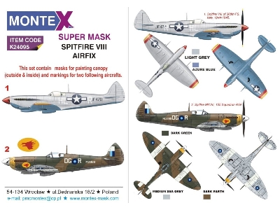 Supermarine Spitfire Mk.Viii - Super Painting Mask Set (For Airfix Kits) - zdjęcie 1