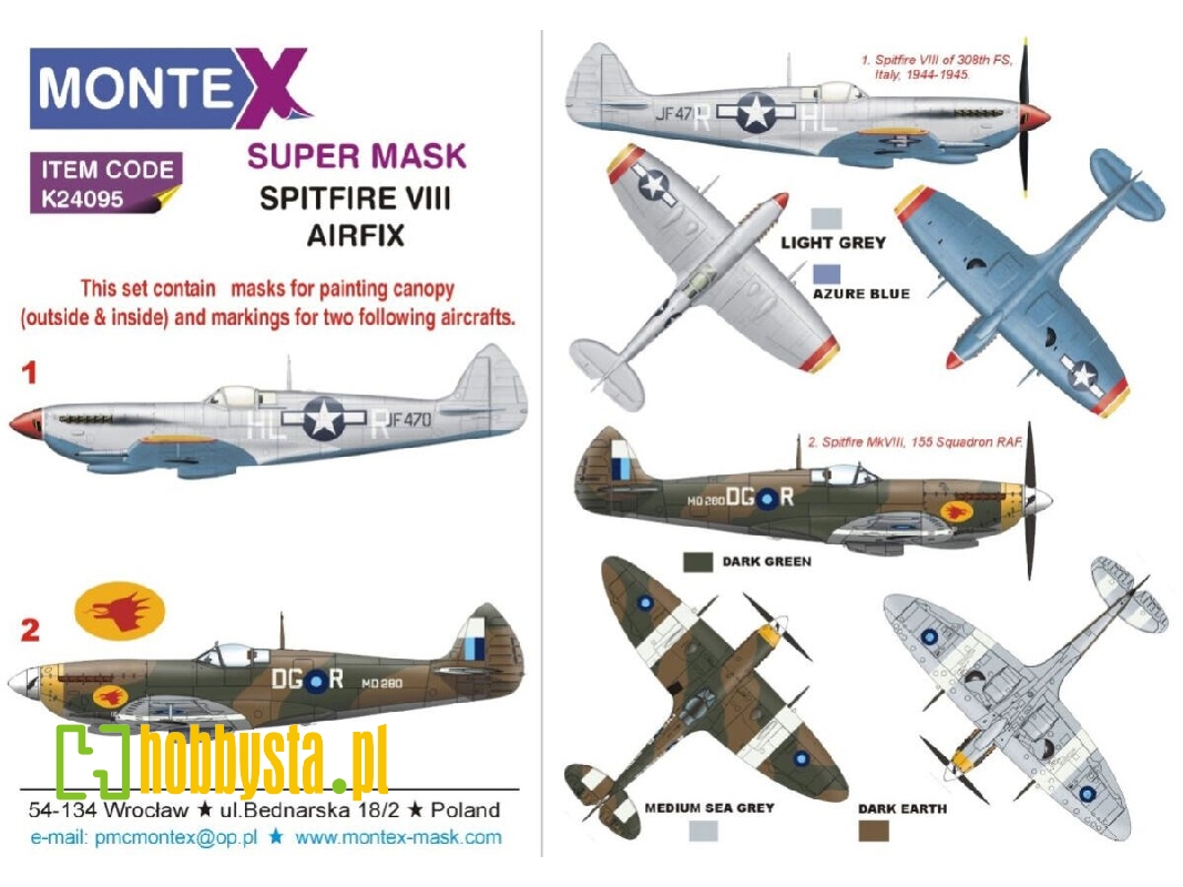 Supermarine Spitfire Mk.Viii - Super Painting Mask Set (For Airfix Kits) - zdjęcie 1 Supermarine Spitfire Mk.Viii - Super Painting Mask Set (For Airfix Kits) - zdjęcie 1