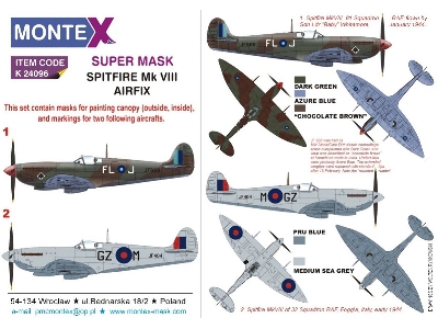Supermarine Spitfire Mk.Viii - Super Painting Mask Set (For Airfix Kits) - zdjęcie 1
