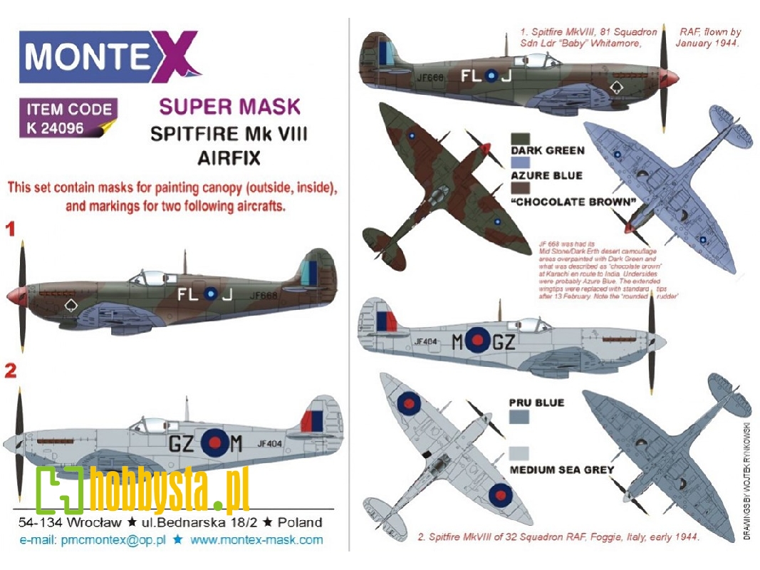 Supermarine Spitfire Mk.Viii - Super Painting Mask Set (For Airfix Kits) - zdjęcie 1 Supermarine Spitfire Mk.Viii - Super Painting Mask Set (For Airfix Kits) - zdjęcie 1