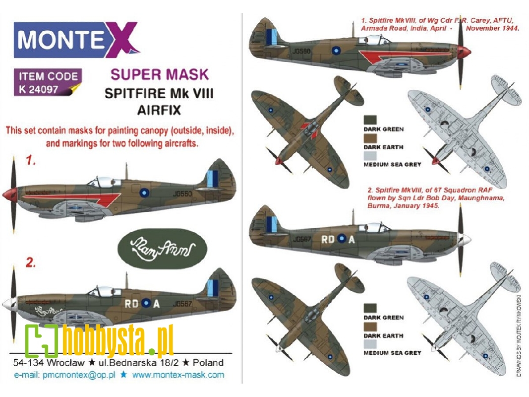 Supermarine Spitfire Mk.Viii - Super Painting Mask Set (For Airfix Kits) - zdjęcie 1 Supermarine Spitfire Mk.Viii - Super Painting Mask Set (For Airfix Kits) - zdjęcie 1