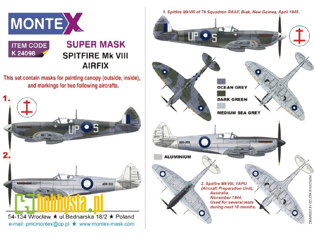 Supermarine Spitfire Mk.Viii - Super Painting Mask Set (For Airfix Kits) - zdjęcie 1