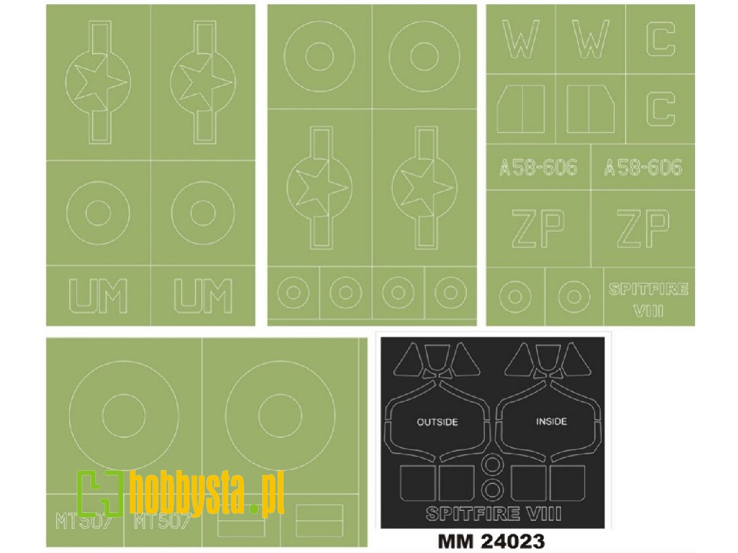 Supermarine Spitfire Mk.Viii - Maxi Paint Mask Set (For Airfix A17002 Kit) - zdjęcie 1 Supermarine Spitfire Mk.Viii - Maxi Paint Mask Set (For Airfix A17002 Kit) - zdjęcie 1
