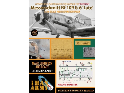 Messerschmitt Bf-109 G-6 Late - High Definition Airbrush Masks (For Trumpeter Kits) - zdjęcie 1