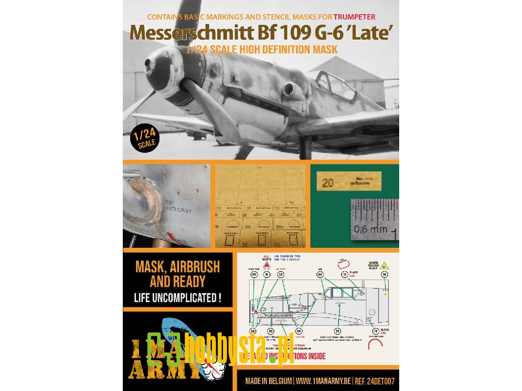Messerschmitt Bf-109 G-6 Late - High Definition Airbrush Masks (For Trumpeter Kits) - zdjęcie 1 Messerschmitt Bf-109 G-6 Late - High Definition Airbrush Masks (For Trumpeter Kits) - zdjęcie 1