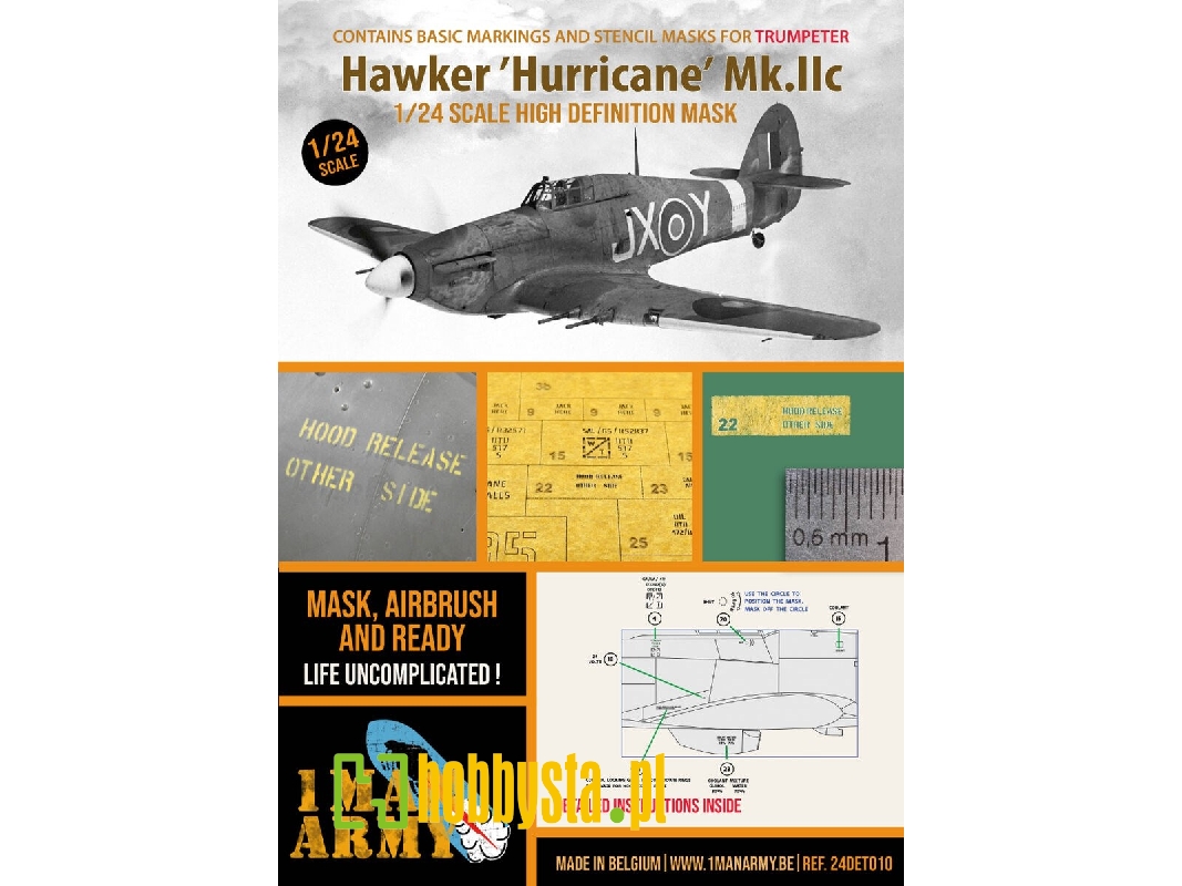 Hawker Hurricane Mk.Iic - High Definition Airbrush Masks (For Trumpeter Kits) - zdjęcie 1 Hawker Hurricane Mk.Iic - High Definition Airbrush Masks (For Trumpeter Kits) - zdjęcie 1