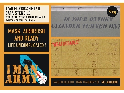 Hawker Hurricane Mk.I / Mk.Iib / Mk.Iic - Data Stencils Generic Set (For Airfix, Arma Hobby, Hasegawa And Hobby Boss Kits) - zdj